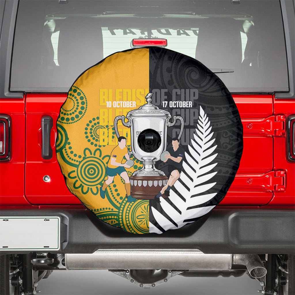 New Zealand Australia Rugby Bledisloe 2026 Spare Tire Cover Champion Trophy Maori Aboriginal Art