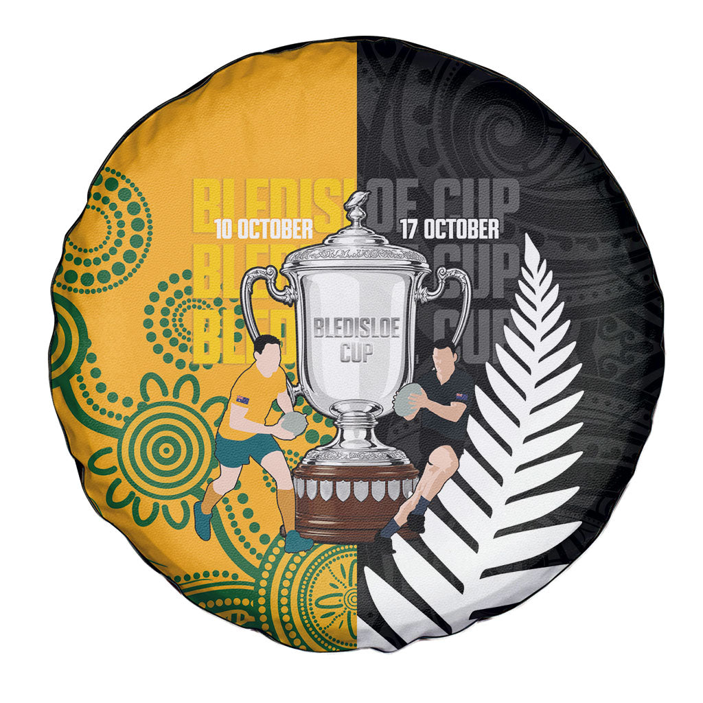 New Zealand Australia Rugby Bledisloe 2026 Spare Tire Cover Champion Trophy Maori Aboriginal Art