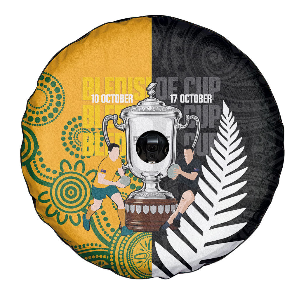 New Zealand Australia Rugby Bledisloe 2026 Spare Tire Cover Champion Trophy Maori Aboriginal Art