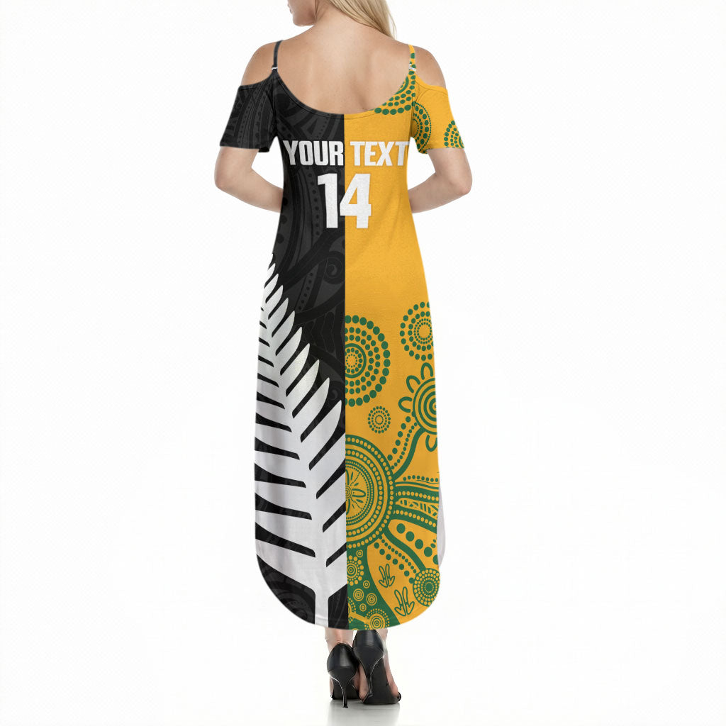 New Zealand Australia Rugby Bledisloe 2026 Custom Summer Maxi Dress Champion Trophy Maori Aboriginal Art