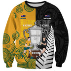 New Zealand Australia Rugby Bledisloe 2026 Custom Sweatshirt Champion Trophy Maori Aboriginal Art