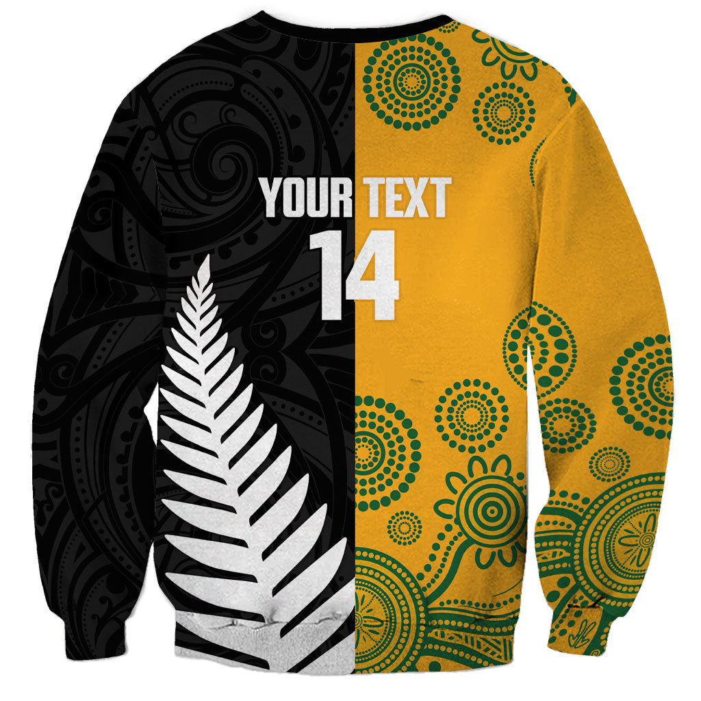 New Zealand Australia Rugby Bledisloe 2026 Custom Sweatshirt Champion Trophy Maori Aboriginal Art