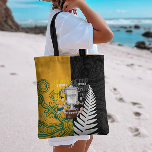 New Zealand Australia Rugby Bledisloe 2026 Tote Bag Champion Trophy Maori Aboriginal Art