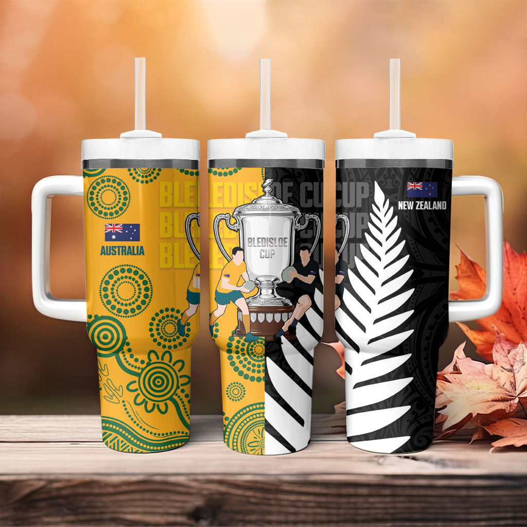 New Zealand Australia Rugby Bledisloe 2026 Tumbler With Handle Champion Trophy Maori Aboriginal Art