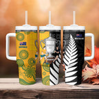 New Zealand Australia Rugby Bledisloe 2026 Tumbler With Handle Champion Trophy Maori Aboriginal Art