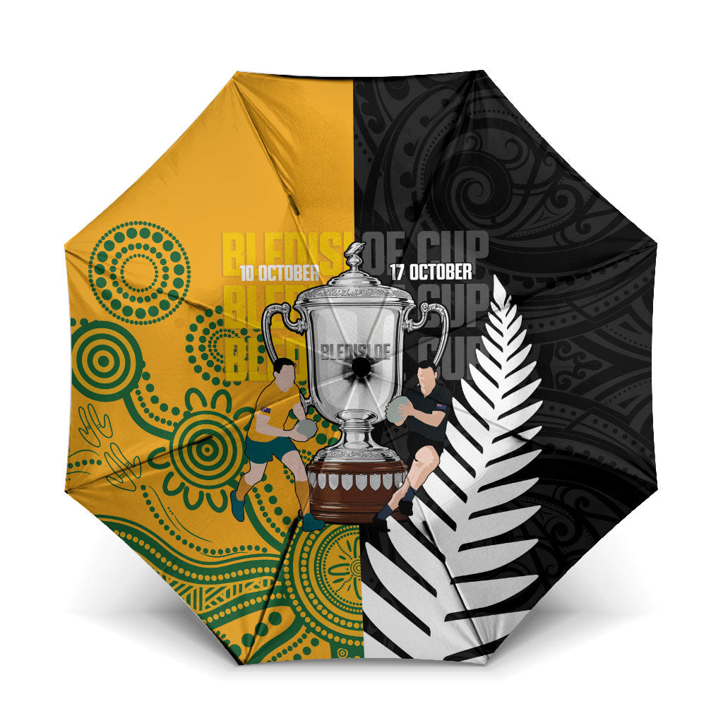 New Zealand Australia Rugby Bledisloe 2026 Umbrella Champion Trophy Maori Aboriginal Art