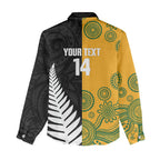 New Zealand Australia Rugby Bledisloe 2026 Custom Women Casual Shirt Champion Trophy Maori Aboriginal Art