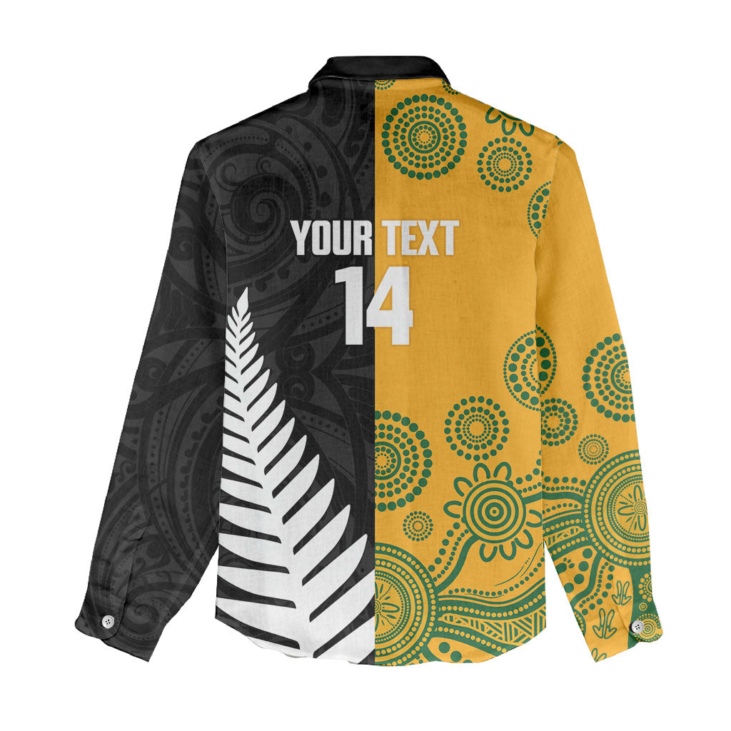New Zealand Australia Rugby Bledisloe 2026 Custom Women Casual Shirt Champion Trophy Maori Aboriginal Art