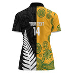 New Zealand Australia Rugby Bledisloe 2026 Custom Women Polo Shirt Champion Trophy Maori Aboriginal Art