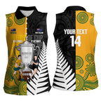 New Zealand Australia Rugby Bledisloe 2026 Custom Women Sleeveless Polo Shirt Champion Trophy Maori Aboriginal Art