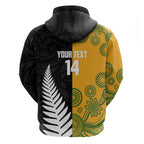 New Zealand Australia Rugby Bledisloe 2026 Custom Zip Hoodie Champion Trophy Maori Aboriginal Art