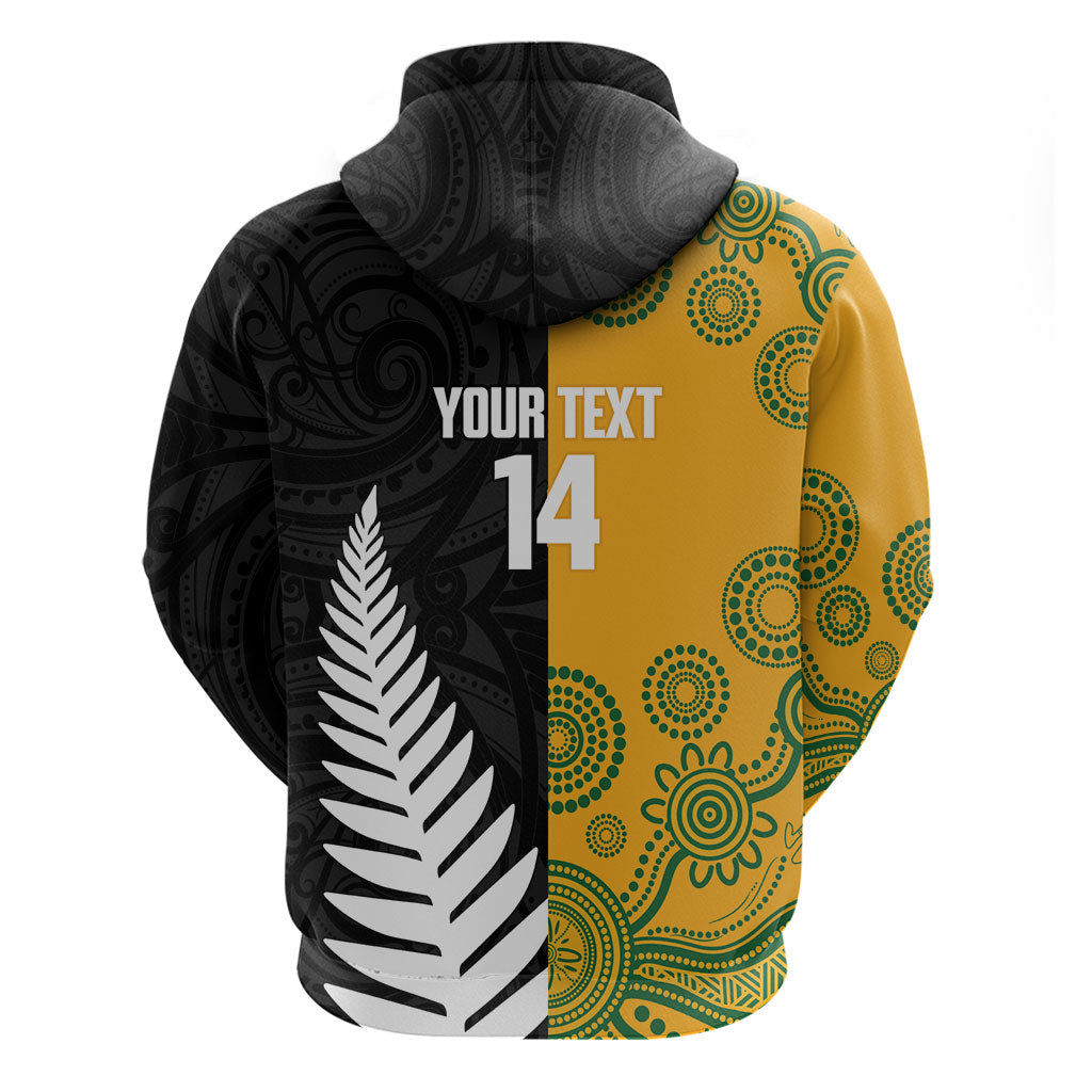 New Zealand Australia Rugby Bledisloe 2026 Custom Zip Hoodie Champion Trophy Maori Aboriginal Art