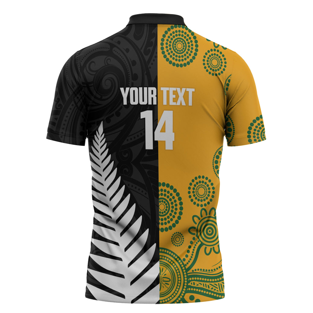 New Zealand Australia Rugby Bledisloe 2026 Custom Zipper Polo Shirt Champion Trophy Maori Aboriginal Art