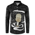 Black New Zealand Eel Button Sweatshirt Aotearoa Maori Tuna With Kotiate Weapon