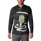 Black New Zealand Eel Button Sweatshirt Aotearoa Maori Tuna With Kotiate Weapon