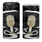 Black New Zealand Eel Can Cooler Tumbler Aotearoa Maori Tuna With Kotiate Weapon
