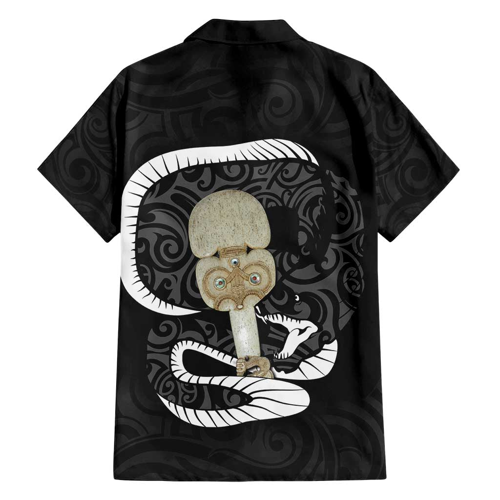 Black New Zealand Eel Family Matching Tank Maxi Dress and Hawaiian Shirt Aotearoa Maori Tuna With Kotiate Weapon