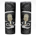 Black New Zealand Eel Skinny Tumbler Aotearoa Maori Tuna With Kotiate Weapon