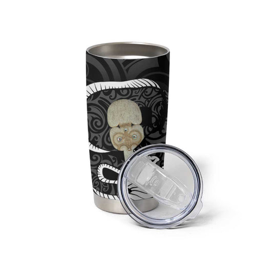 Black New Zealand Eel Tumbler Cup Aotearoa Maori Tuna With Kotiate Weapon