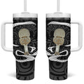 Black New Zealand Eel Tumbler With Handle Aotearoa Maori Tuna With Kotiate Weapon