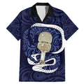 Blue New Zealand Eel Family Matching Mermaid Dress and Hawaiian Shirt Aotearoa Maori Tuna With Kotiate Weapon