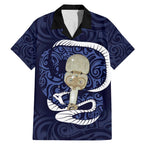 Blue New Zealand Eel Family Matching Mermaid Dress and Hawaiian Shirt Aotearoa Maori Tuna With Kotiate Weapon