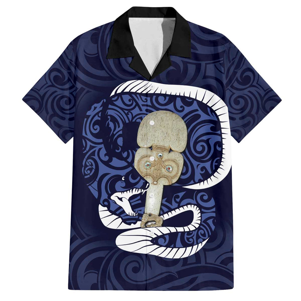 Blue New Zealand Eel Family Matching Off The Shoulder Long Sleeve Dress and Hawaiian Shirt Aotearoa Maori Tuna With Kotiate Weapon