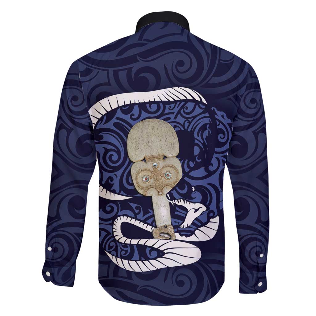 Blue New Zealand Eel Family Matching Tank Maxi Dress and Hawaiian Shirt Aotearoa Maori Tuna With Kotiate Weapon
