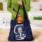 Blue New Zealand Eel Grocery Bag Aotearoa Maori Tuna With Kotiate Weapon