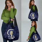 Blue New Zealand Eel Grocery Bag Aotearoa Maori Tuna With Kotiate Weapon