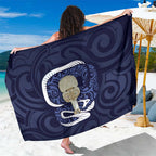 Blue New Zealand Eel Sarong Aotearoa Maori Tuna With Kotiate Weapon