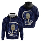 Blue New Zealand Eel Zip Hoodie Aotearoa Maori Tuna With Kotiate Weapon