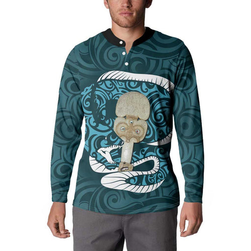 Turquoise New Zealand Eel Button Sweatshirt Aotearoa Maori Tuna With Kotiate Weapon