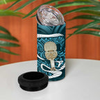 Turquoise New Zealand Eel Can Cooler Tumbler Aotearoa Maori Tuna With Kotiate Weapon