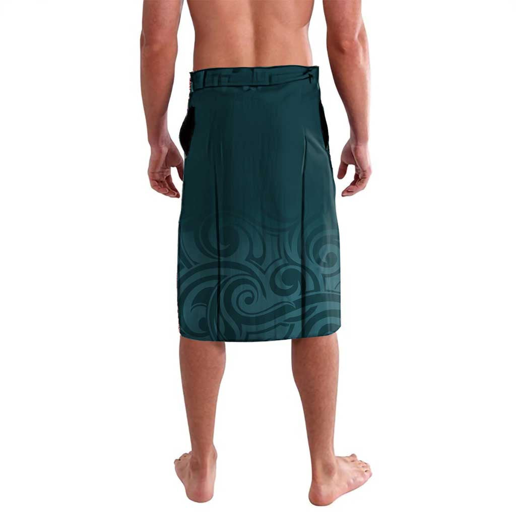 Turquoise New Zealand Eel Lavalava Aotearoa Maori Tuna With Kotiate Weapon