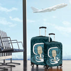 Turquoise New Zealand Eel Luggage Cover Aotearoa Maori Tuna With Kotiate Weapon