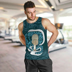 Turquoise New Zealand Eel Men Tank Top Aotearoa Maori Tuna With Kotiate Weapon