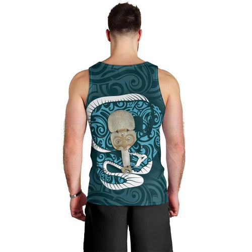 Turquoise New Zealand Eel Men Tank Top Aotearoa Maori Tuna With Kotiate Weapon