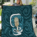 Turquoise New Zealand Eel Quilt Aotearoa Maori Tuna With Kotiate Weapon