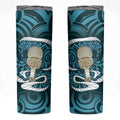 Turquoise New Zealand Eel Skinny Tumbler Aotearoa Maori Tuna With Kotiate Weapon