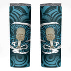 Turquoise New Zealand Eel Skinny Tumbler Aotearoa Maori Tuna With Kotiate Weapon