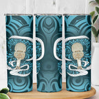 Turquoise New Zealand Eel Skinny Tumbler Aotearoa Maori Tuna With Kotiate Weapon