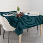 Turquoise New Zealand Eel Tablecloth Aotearoa Maori Tuna With Kotiate Weapon