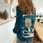 Turquoise New Zealand Eel Women Casual Shirt Aotearoa Maori Tuna With Kotiate Weapon
