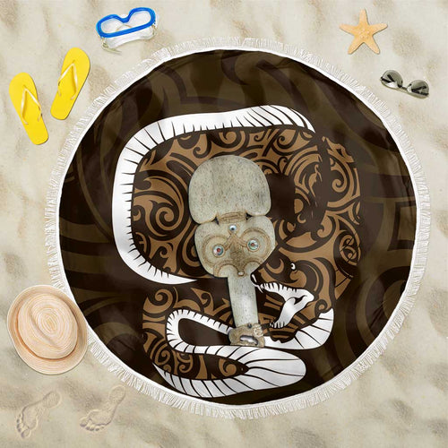 Gold New Zealand Eel Beach Blanket Aotearoa Maori Tuna With Kotiate Weapon