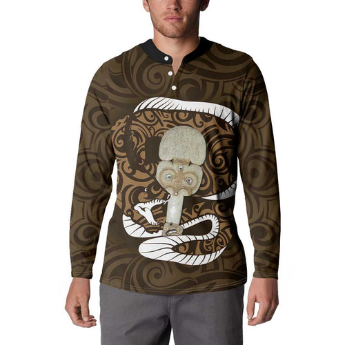 Gold New Zealand Eel Button Sweatshirt Aotearoa Maori Tuna With Kotiate Weapon