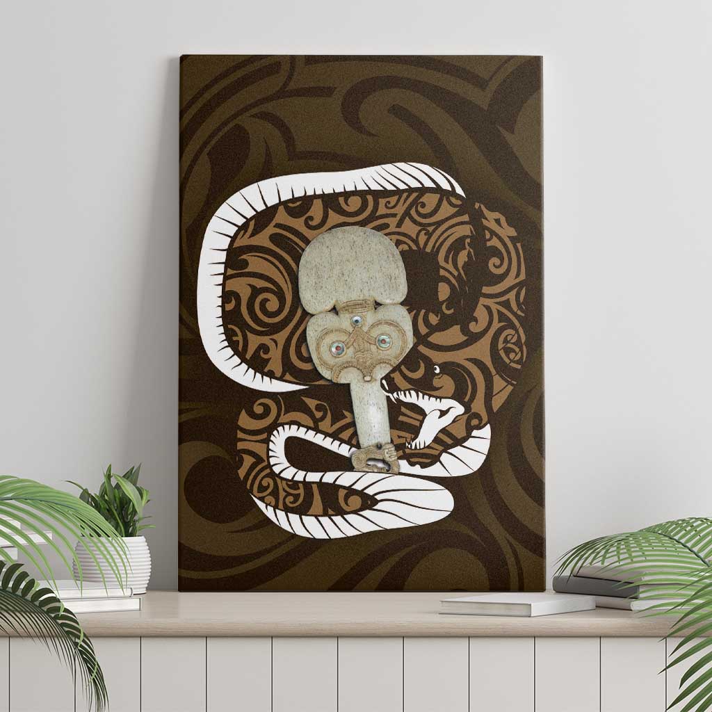 Gold New Zealand Eel Canvas Wall Art Aotearoa Maori Tuna With Kotiate Weapon