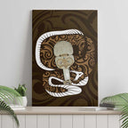 Gold New Zealand Eel Canvas Wall Art Aotearoa Maori Tuna With Kotiate Weapon