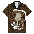 Gold New Zealand Eel Family Matching Mermaid Dress and Hawaiian Shirt Aotearoa Maori Tuna With Kotiate Weapon