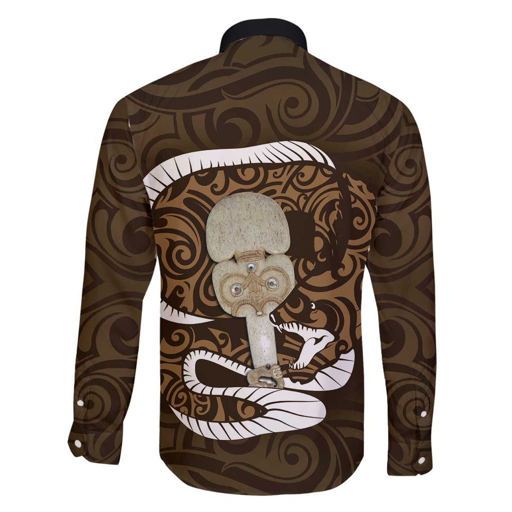 Gold New Zealand Eel Family Matching Off The Shoulder Long Sleeve Dress and Hawaiian Shirt Aotearoa Maori Tuna With Kotiate Weapon